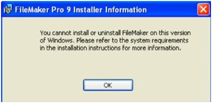 Filemaker pro 9 error