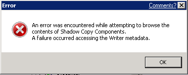 Shadow copy error