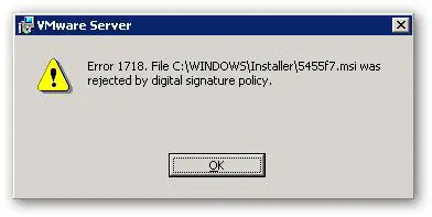 vmware server error