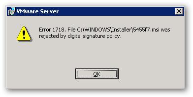 vmware server error