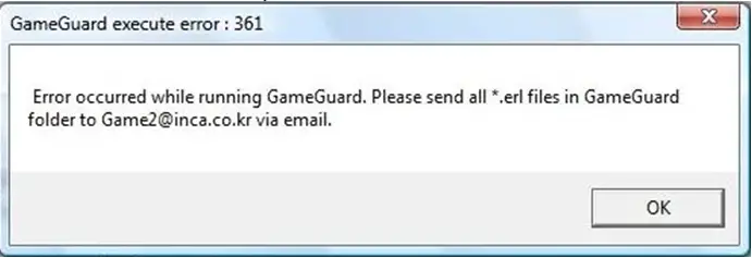 GameGuard execute error: 361