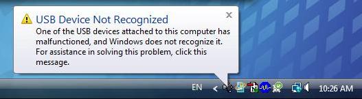 usb device not recognized