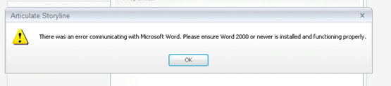 error communicating with Microsoft Word