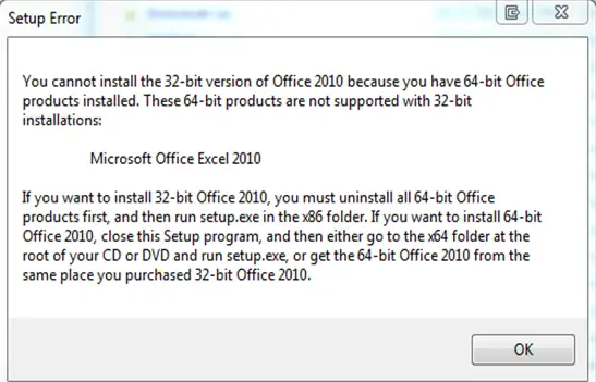 Microsoft Office Excel-Setup error
