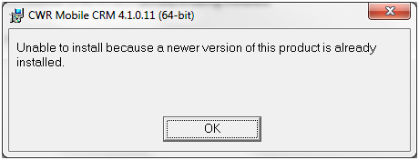 Unable to install because a newer version of this product is already installed