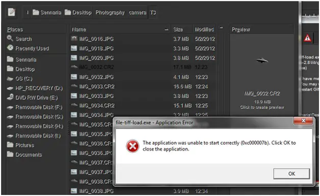 file-tiff-load.exe - Application Error