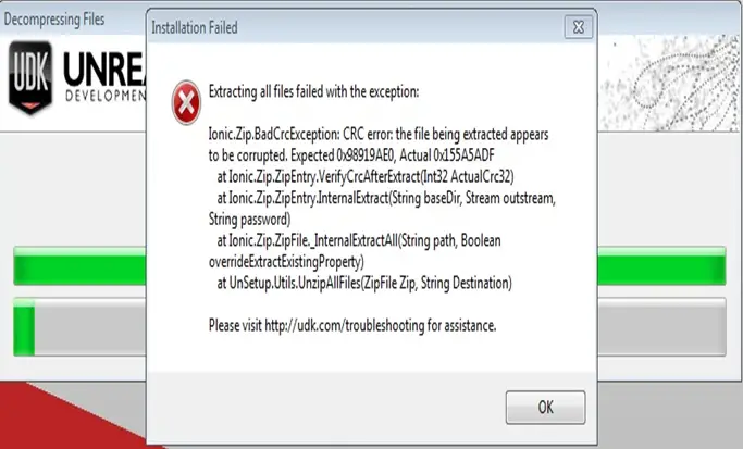 Extracting all files failed