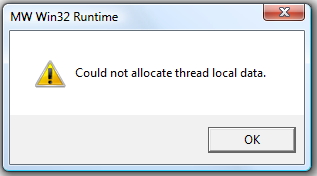 Could not allocate thread local data.