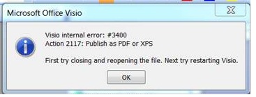 Visio internal error :#3400 Action 2117: Publish as PDF or XPS - Microsoft Office VISIO