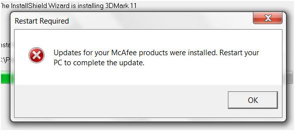Updates for your McAfee products were installed