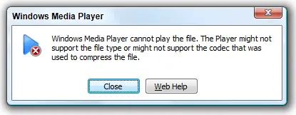 Windows media Player error