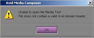 Unable to open file 'Media Tool'