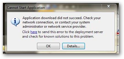 Cannot Start Application-Application download error