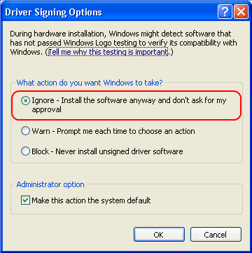 Driver signing options