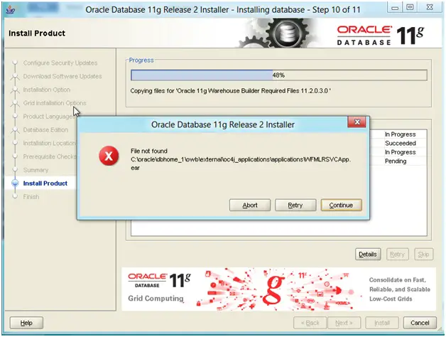 errore Oracle 1013