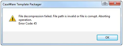 File decompression failed. File path is invalid or file is corrupt