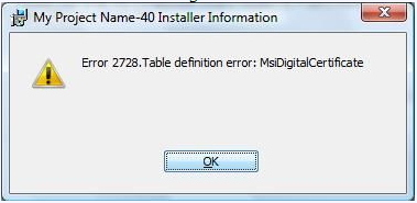 Error 2728.Table definition error