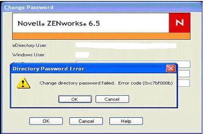 Change directory password failed: error code (0x7b000b)".