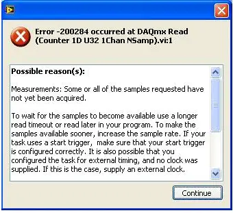 Error -200284 occurred at DAQmx Read (Polymorphic).vi:1