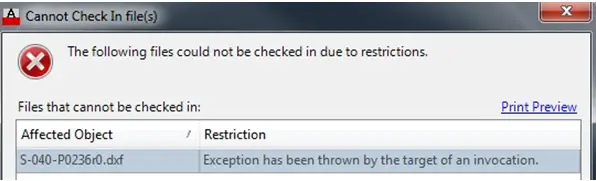 Cannot Check In file(s) I receive this error message
