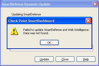SmartDefense-Failed to update Smart Defense and Web Intelligence
