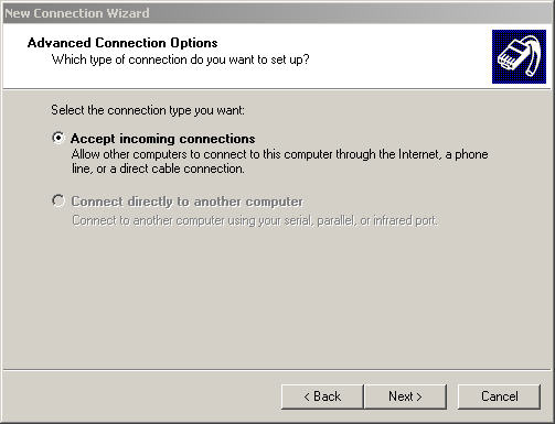 new connection wizard - Advanced Connection Options