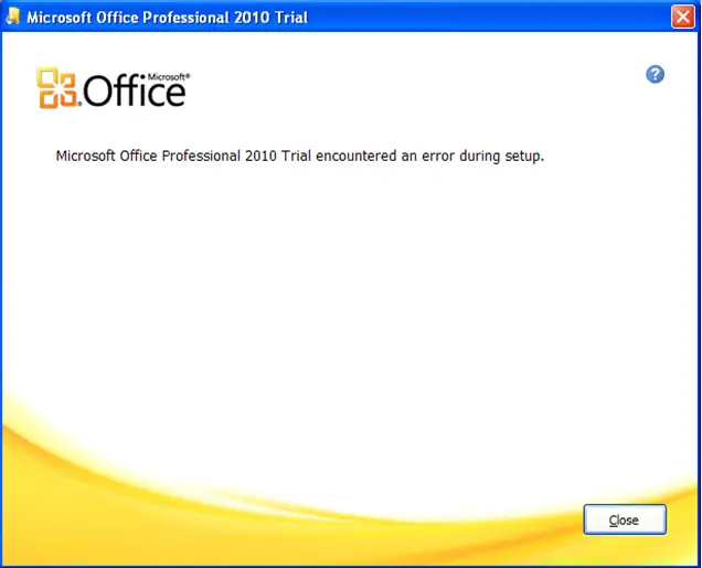 this error during installation of MS Office Professional 2010