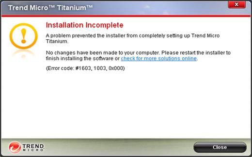 Installation incomplete