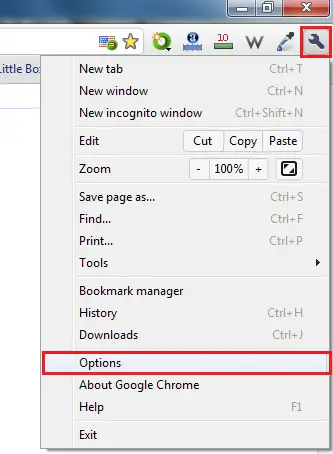 Google Chrome-Tools-Option