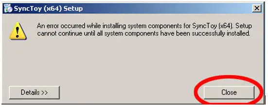 Setup cannot continue until all system components have been successfully installed.