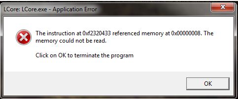  referenced memory at 0x00000008