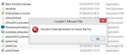 Couldn't mount file