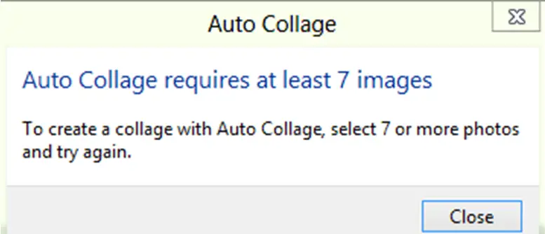Auto Collage requires at least 7 images