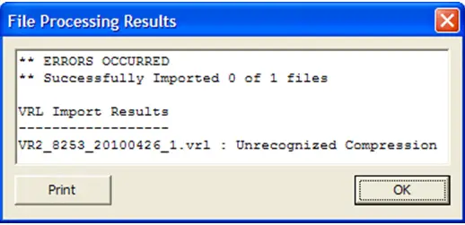 Successfully Imported 0 of 1 files