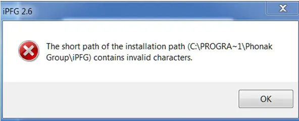 C:PROGRA`1PhonakGroupiPFG contains invalid characters