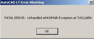 AutoCAD LT Error Aborting