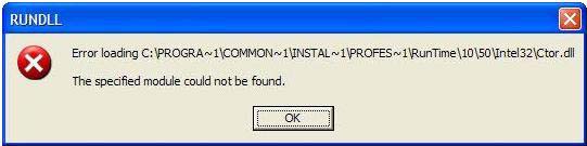 RUNDLL Error-The specified module could not be found