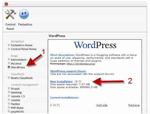 Manual installation process of WordPress
