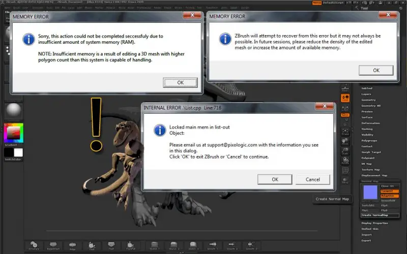 error has been encountered zbrush loading tool