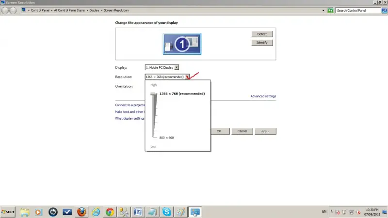 how to change resolution laptop windows 7