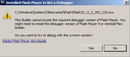“Installed Flash Player is not a Debugger”