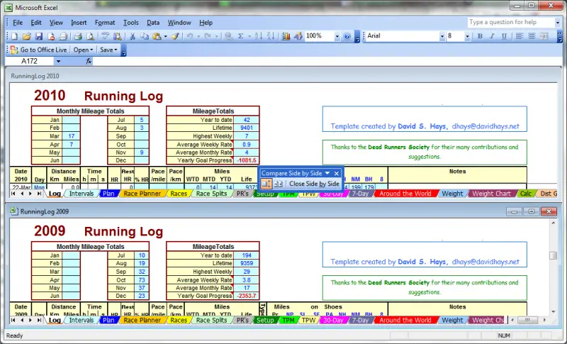 In order to switch between both documents, go through Windows menu. It'll show you both documents being compared.