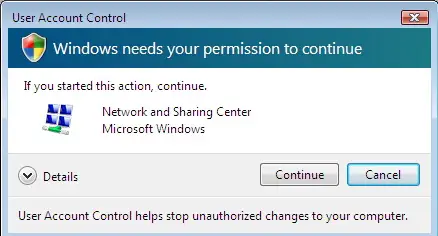 user account control window