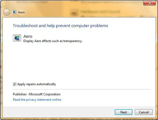 Aero trouble shoot help prevent computer