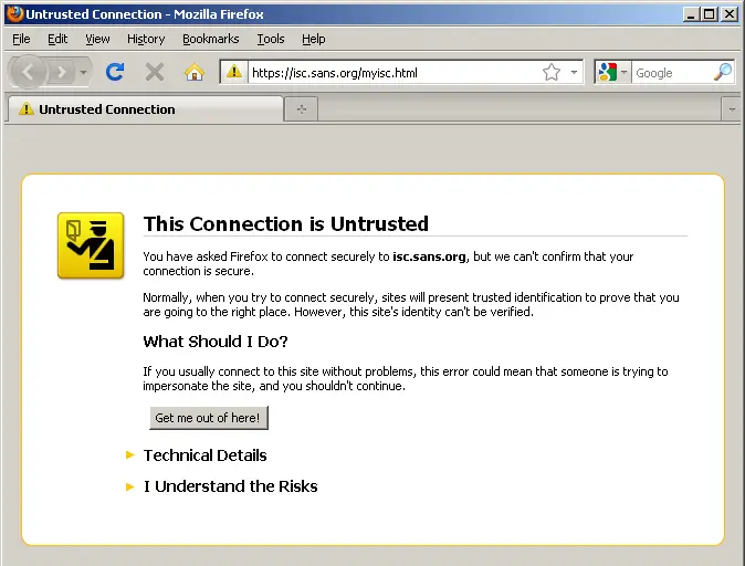 Mozilla Firefox-This connection is untrusted