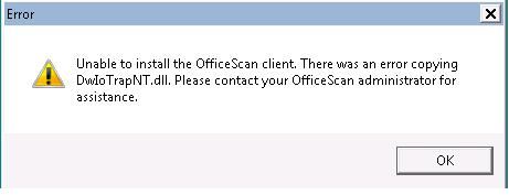 Unable to install OfficeScan 10.6 Client