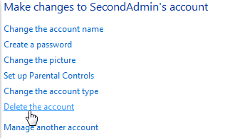 make changes to SecondAdmin's account