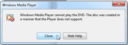 Windows Media Player cannot play the DVD.