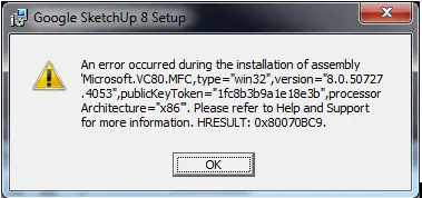 an error occurred during the installation of assembly microsoft vc80 mfc processorarchitecture x86 an error occurred during the installation of assembly microsoft vc80 mfc processorarchitecture x86