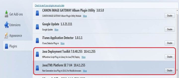 missing java plugin for firefox